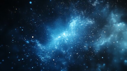 Obraz premium A bright blue light breaking through a cloud of particles, casting sparkles and beams into the surrounding space.