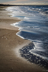 Obraz premium Baltic sea shore Waves, water splashes in Southern Sweden