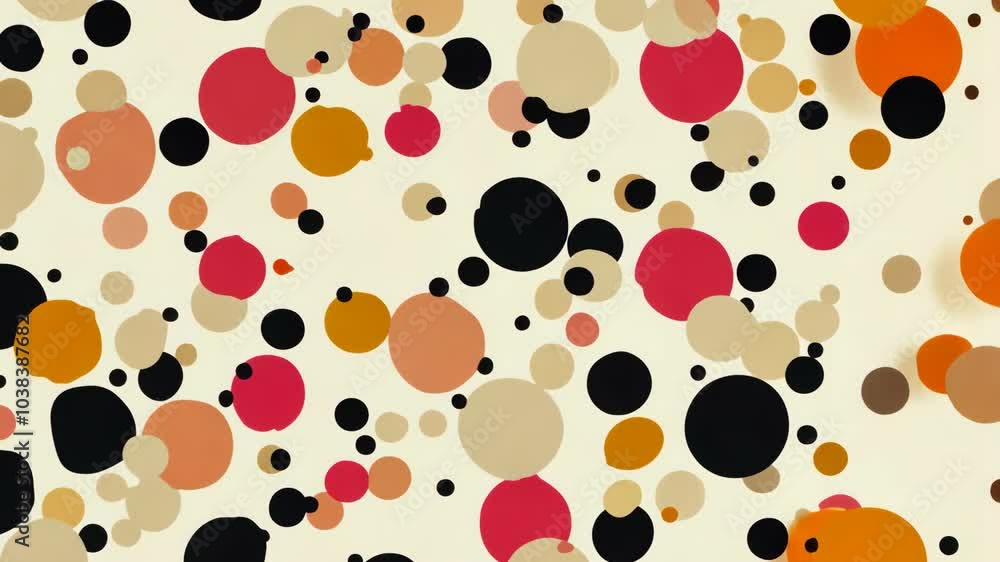 Poster a colorful background of various sized and colored circles on a cream background
