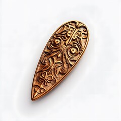 Ornate viking brooch with intricate norse mythology design on white background