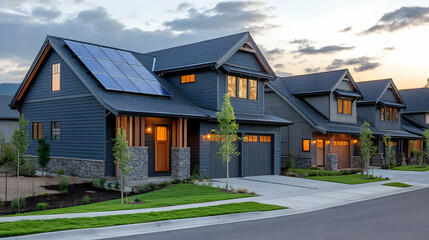 Obraz premium Modern House with Solar Panels.