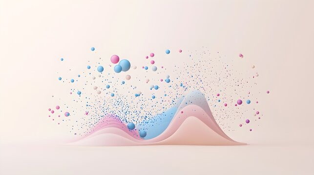 Captivating 3D Pastel Scatter Plot on Minimalist Beige Background