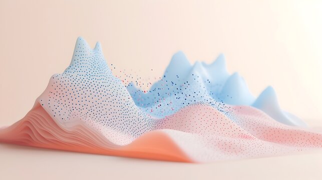 Pastel Hued 3D Scatter Plot Visualization on Minimalist Beige Background