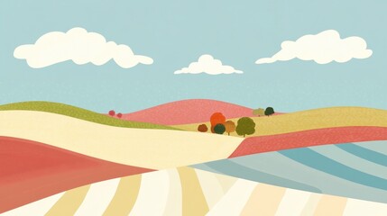 Colorful Abstract Landscape with Gentle Clouds
