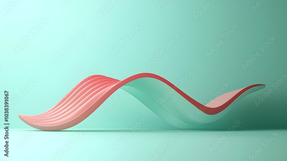 Poster Smooth Pastel 3D Line Graph on Mint Green Backdrop - Stylized Data Visualization