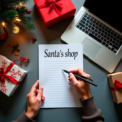 Christmas New Year Santa's shop letter mockup