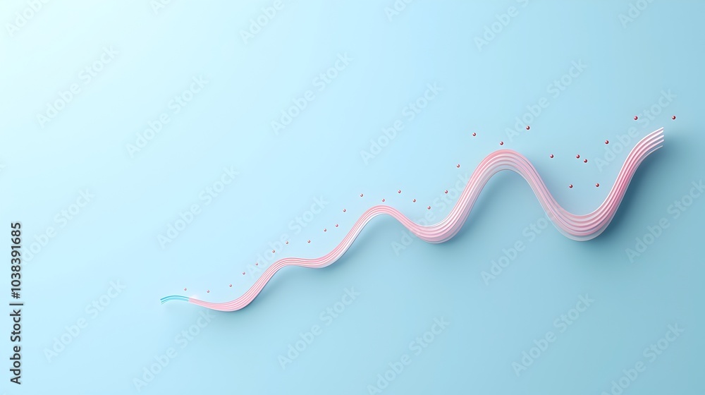 Poster minimalist 3d line graph with pastel gradient isolated on light blue background