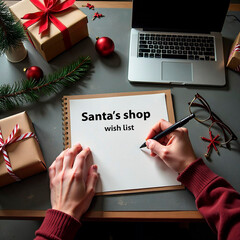 Christmas New Year Santa's shop letter mockup