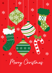 christmas greeting card with christmas decoration design