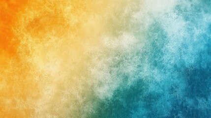 Fototapeta premium a textured abstract background featuring a gradient of warm yellow, orange, blue, and teal tones, with a grainy noise effect, creating a bold and vibrant design suitable for posters and digital art