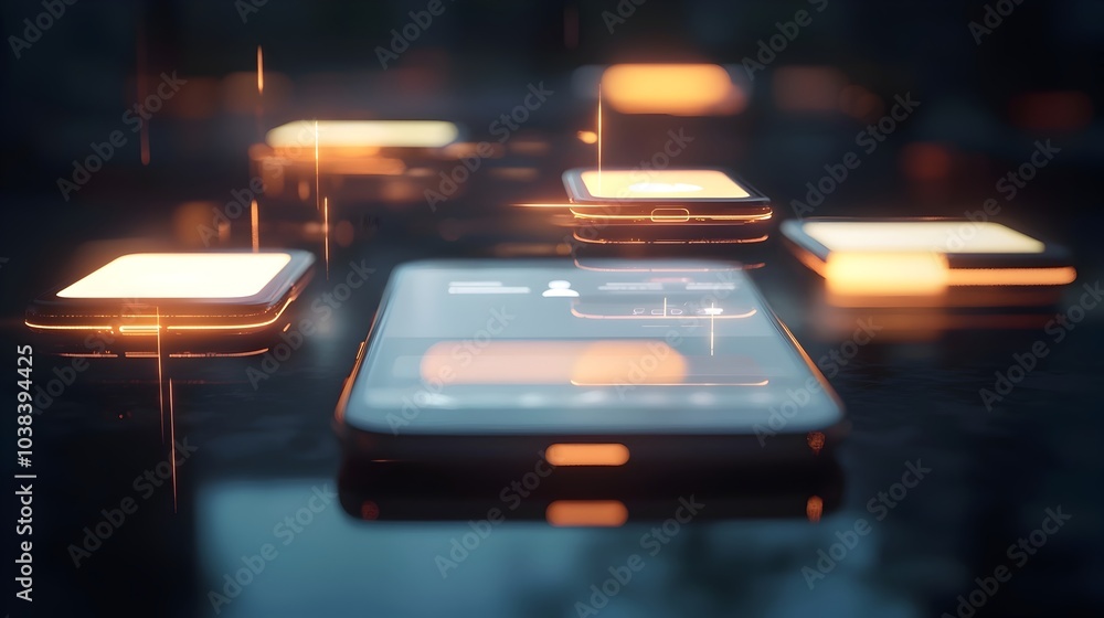 Aufkleber smartphone with floating privacy settings symbolizing mobile data protection