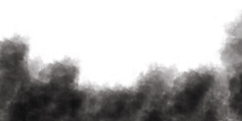 Realistic black cloud or smoke, spooky fog overlays. Realistic smoke fog overlay. Black fog or smoke on white isolated background.