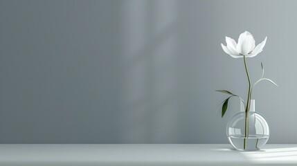 A single, elegant flower in a glass vase on a minimalistic table