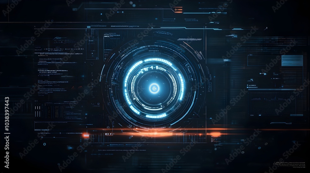 Aufkleber futuristic cybersecurity interface showcasing secure digital data privacy