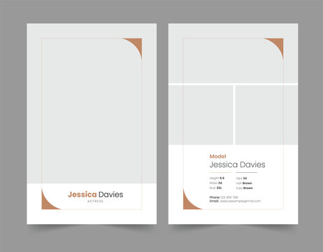  Model comp card template and photo card layout design