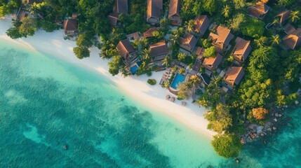 Obraz premium Serene Coastal Resort Nestled in Lush Tropical Landscape
