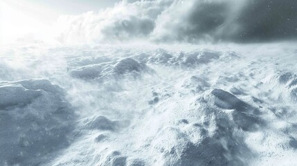 Frozen Fury: Intense Blizzard in Ice Age Landscape with Swirling Snowstorm and Near-Zero Visibility
