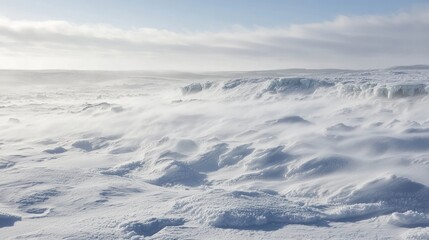 Obraz premium Arctic Blizzard: Intense Snowstorm Sweeping Across Icy Terrain in Ice Age Environment