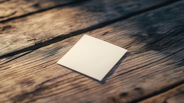 blank white adhesive note sticked to a wooden surface, softly lit to emphasize the simplicity of the message, creating a clean and organized aesthetic for reminders and notes