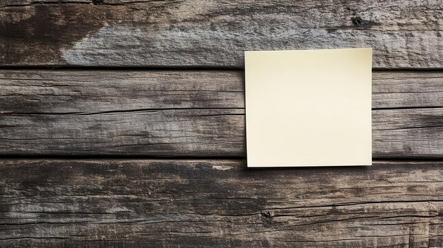 blank white adhesive note sticked to a wooden surface, softly lit to emphasize the simplicity of the message, creating a clean and organized aesthetic for reminders and notes