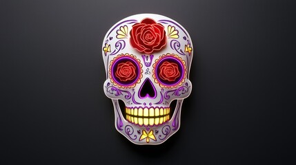 Radiant Sugar Skull Design Featuring Green and Pink Neon Colors