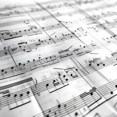Naklejka premium Close-up of music notes on a classical sheet music composition