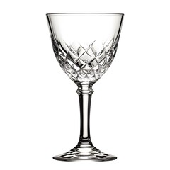 Elegant crystal wine glass on white background: timeless design and sophistication