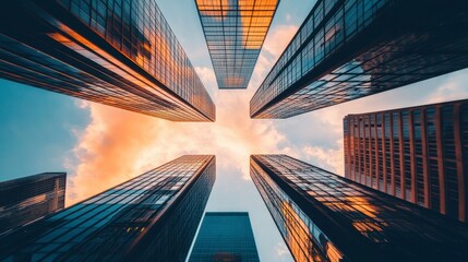 Stunning View of Skyscrapers Against Dramatic Sky
