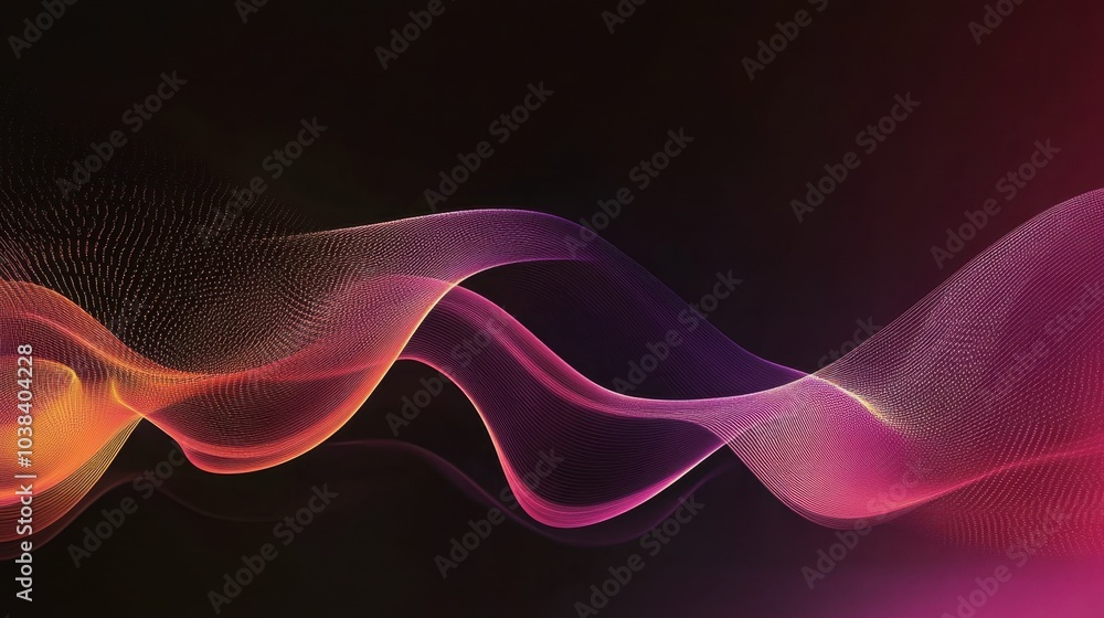 Poster abstract colorful wave patterns on dark background