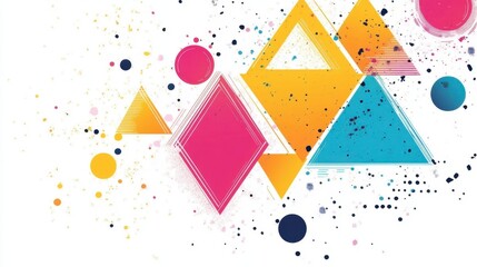 Vibrant Geometric Shapes with Colorful Splashes