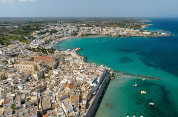 Aerial view of the historic center of Otranto in the province of Lecce, Salento, Puglia, Italy. You...