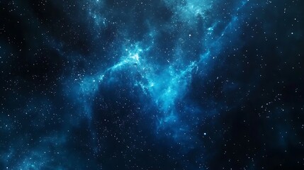 A luminous blue light breaking through a dark, starry background, sending beams and sparkles across the space.