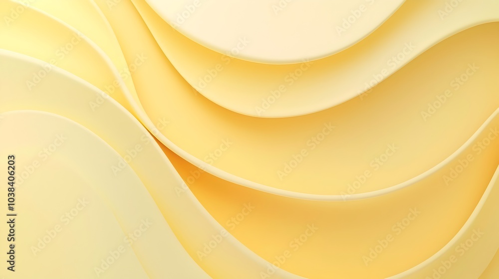 Poster soft pastel yellow minimal abstract background with smooth gradient waves and curves