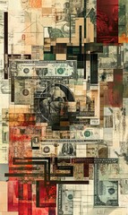 Fototapeta premium Collage of fragmented US dollar bills.