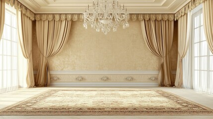 Classic Empty Interior with Elegant Chandelier