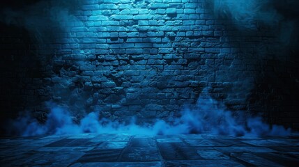 Fototapeta premium Blue Brick Wall With Fog