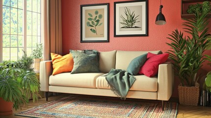 Contemporary 3D Living Room with Cozy Accents