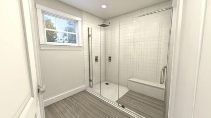 Modern bathroom design with glass shower enclosure
