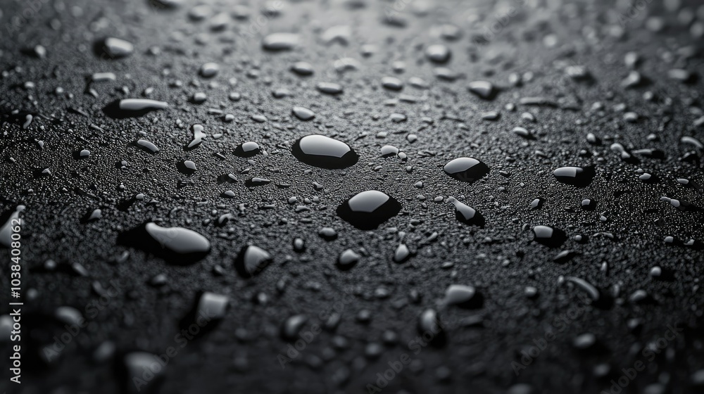 Poster realistic 3d rendering of raindrops on surface