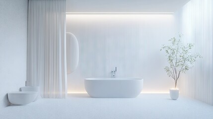 Minimalist 3D Bathroom Rendering with Soft Lighting