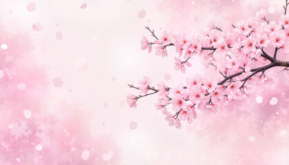 Fototapeta premium Japanese cherry blossoms in watercolor