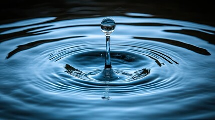 Close-Up Macro Rendering of Water Droplet Impact