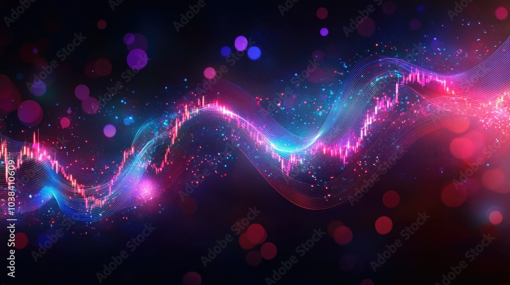 Poster abstract stock trading graph with colorful lights