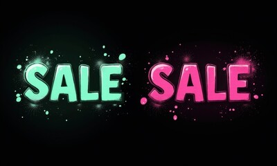 Bright and modern SALE design with neon colors and paint splashes for advertising and commercial use