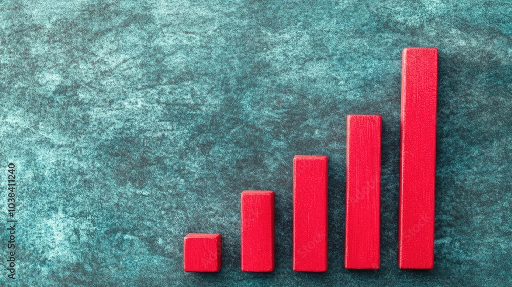 Poster modern red bar graph on textured background