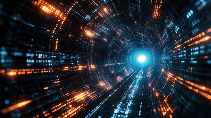 Abstract Binary Code Tunnel Digital Technology Background