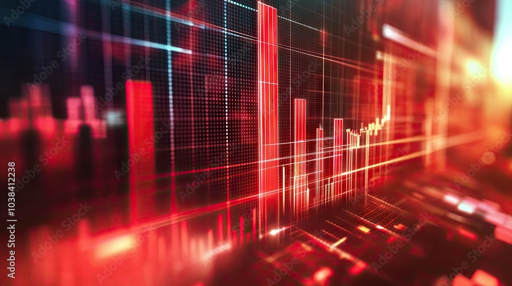 Poster dynamic 3d render of red abstract bar graph
