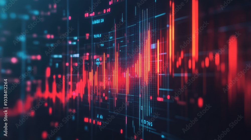 Poster beautiful 3d render of red dynamic bar graph