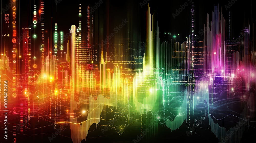 Poster dynamic abstract visualization with colorful elements