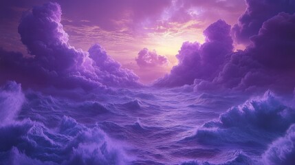 Abstract fantasy landscape purple Cumulus clouds aesthetic background